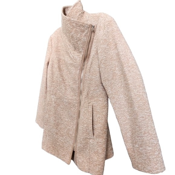 Nwot INC International Concepts Blush/Creme Tweed Zip Front Pea Coat Jacket - Picture 17 of 17